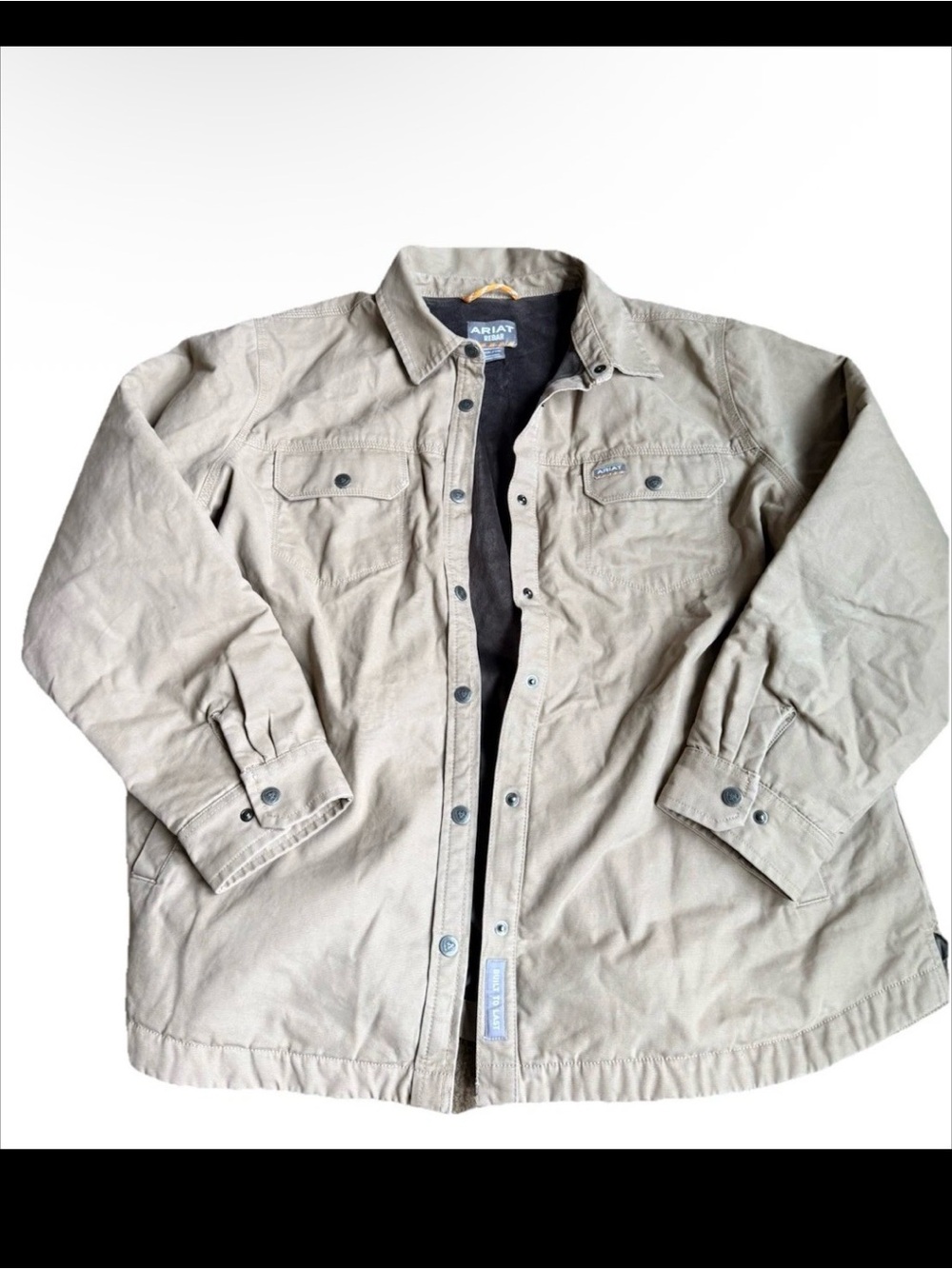 Ariat Men's Rebar Shirt Jacket XXL Beige fleece lined warmth snap workwear